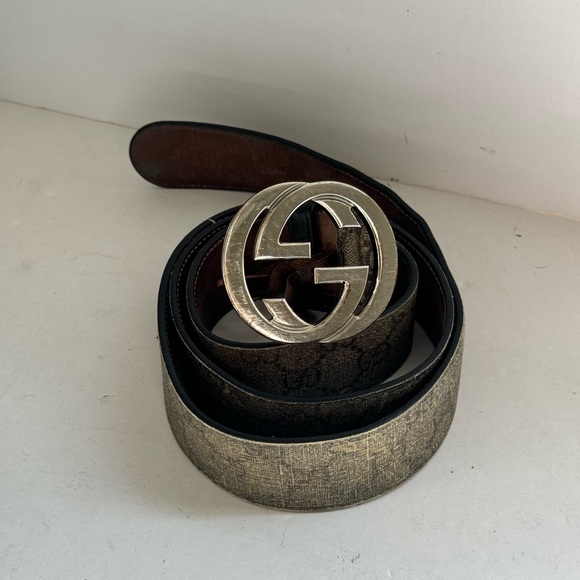 GUCCI GG Buckle Grey Vintage Men’s Belt - Picture 1 of 9